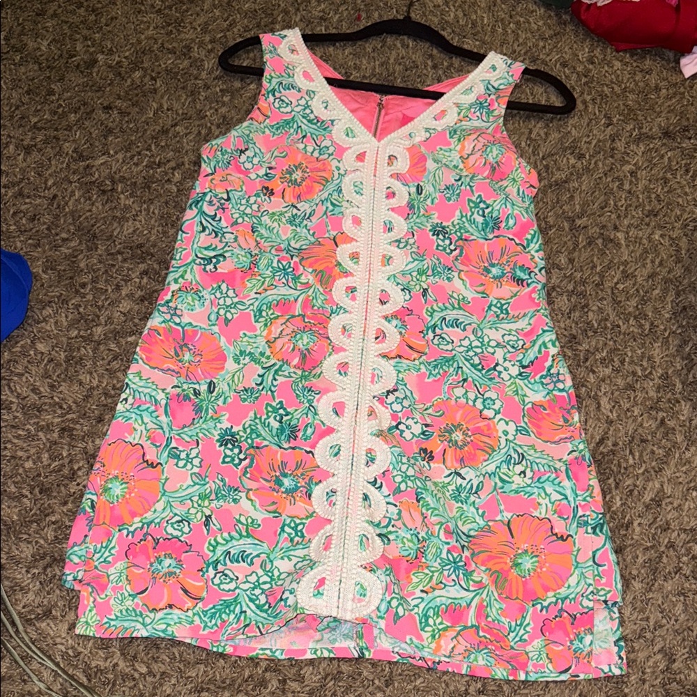 Lilly Pulitzer Pink and Green Floral Mini Dress